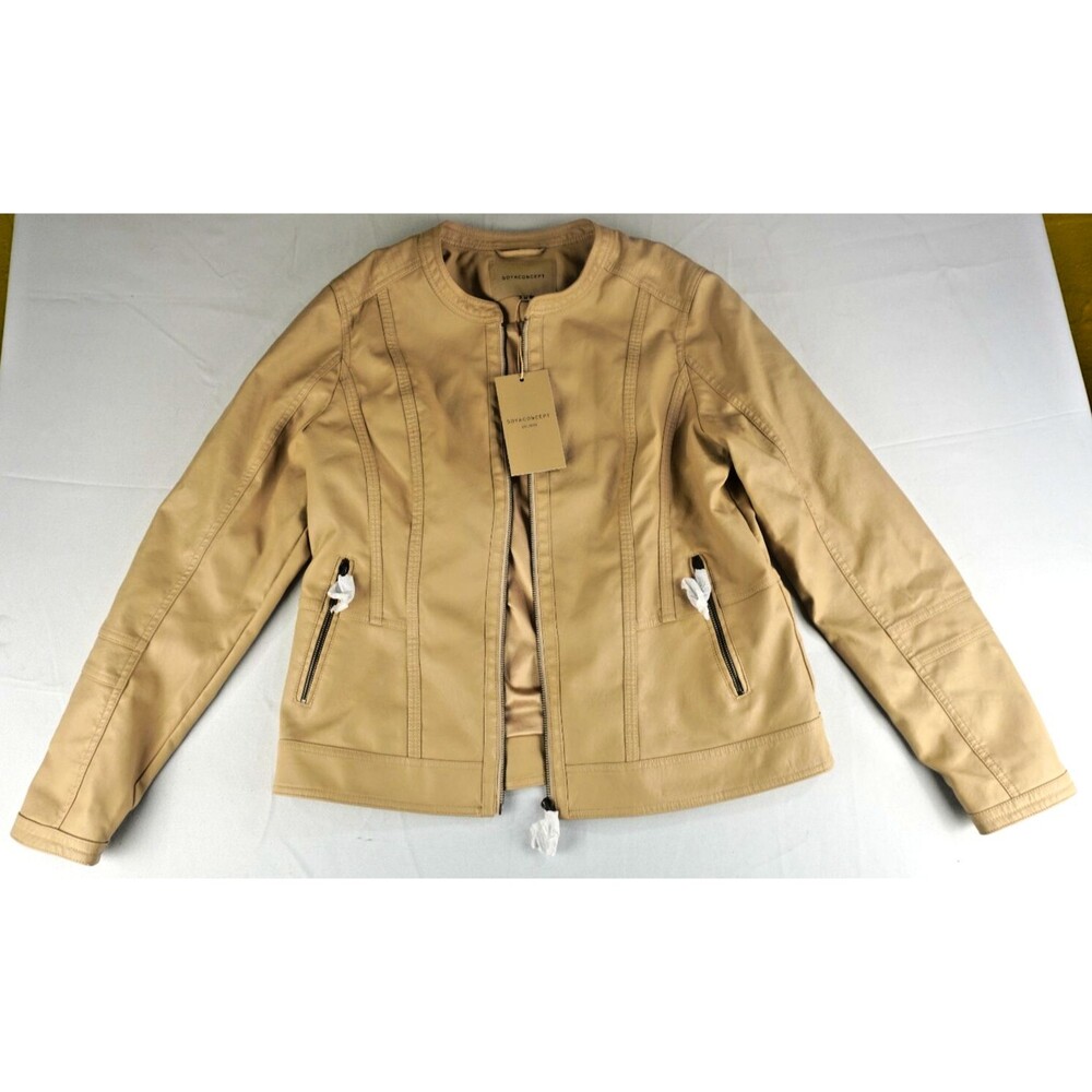Soyaconcept Faux Leather Jacket Women Size 44 Tan SC-Gunilla 6